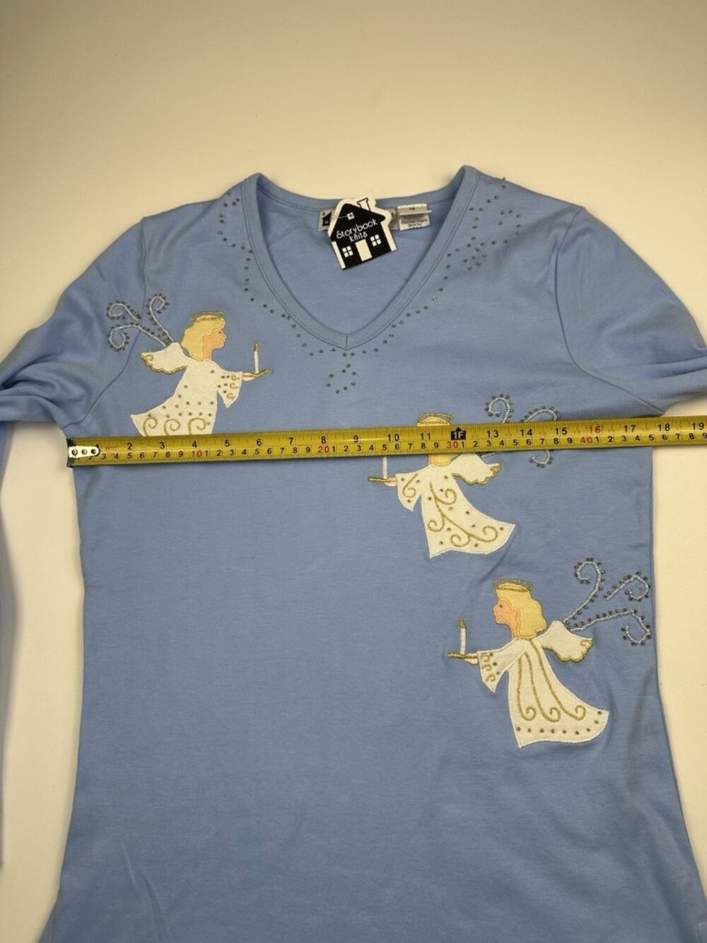 Storybook Knits Women’s Angels Sweatshirt Crew Neck Top Long Sleeves Blue XS NWT - Picture 5 of 8
